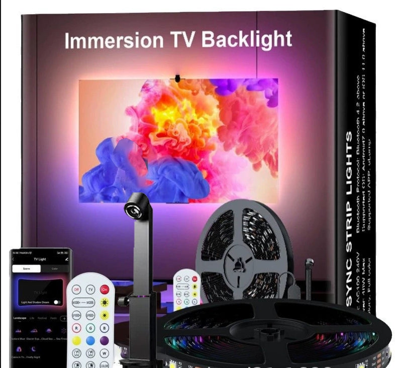 USB TV Screen Mirroring Ambient Light Smart Screen-Camera Sync Flowing Color Changing RGB Colorful LED Strip Light