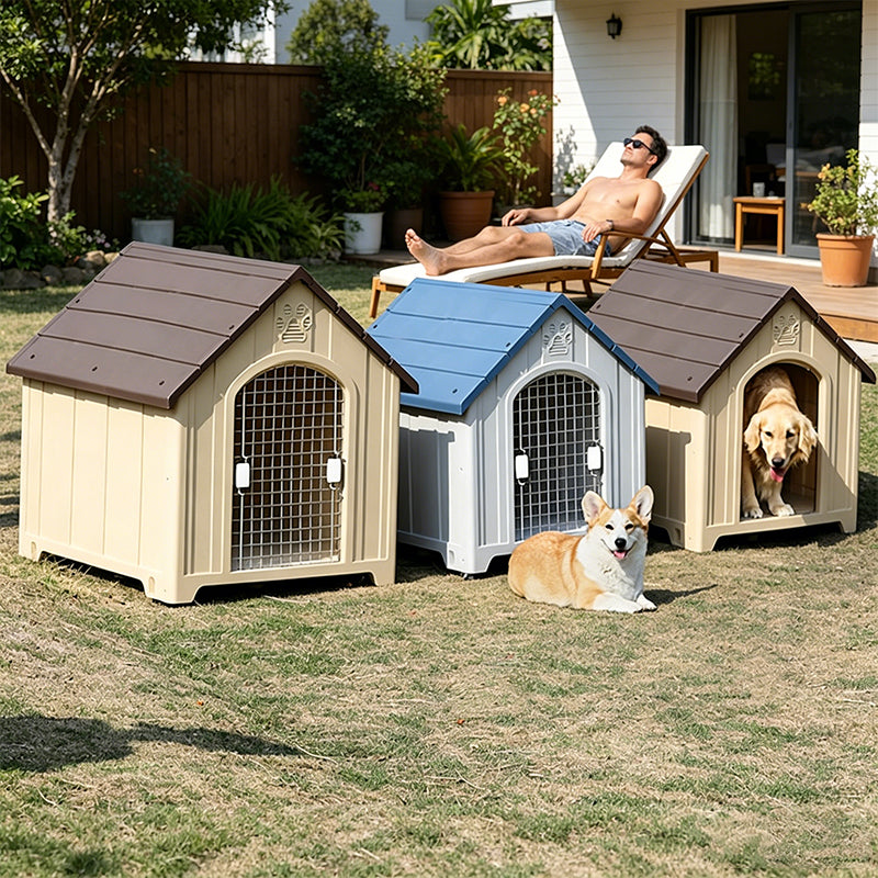 Heavy Duty Outdoor Dog House | Waterproof Insulated Pet Shelter Kennel for Dogs