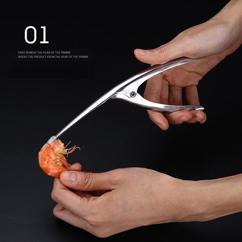 Stainless Steel Shrimp Peeler & Deveiner Tool, Ergonomic Prawn Cleaner for Fast Seafood Preparation