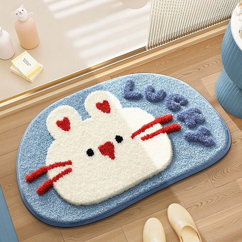 Bathroom non slip floor mat with unique and creative flocking foot pad home bathtub mat