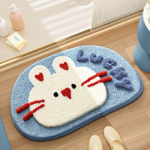 Bathroom non slip floor mat with unique and creative flocking foot pad home bathtub mat