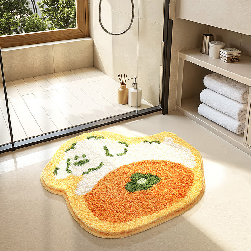 Bathroom non slip floor mat with unique and creative flocking foot pad home bathtub mat