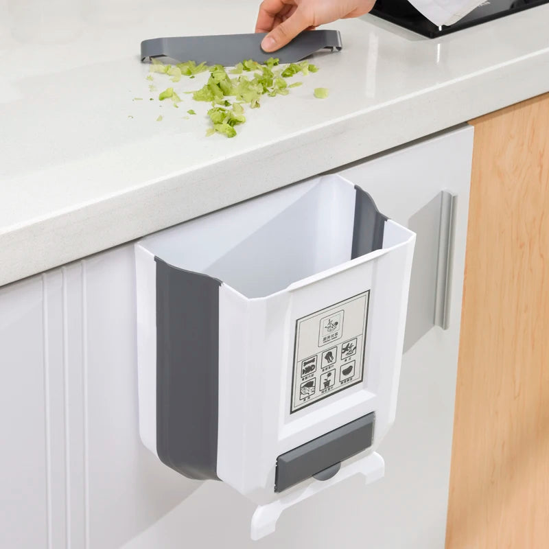 Portable Foldable Kitchen Trash Can | Wall Mounted Waste Bin for Kitchen Bathroom & Car