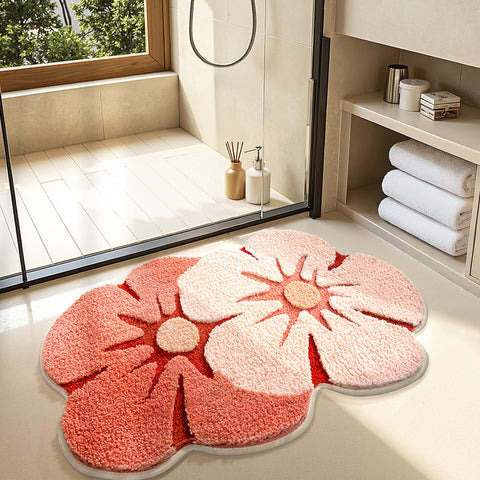 Bathroom non slip floor mat with unique and creative flocking foot pad home bathtub mat
