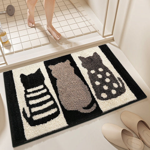 Bathroom non slip floor mat with unique and creative flocking foot pad home bathtub mat