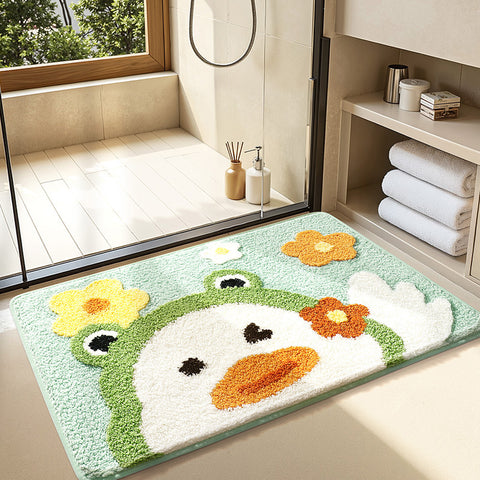 Bathroom non slip floor mat with unique and creative flocking foot pad home bathtub mat