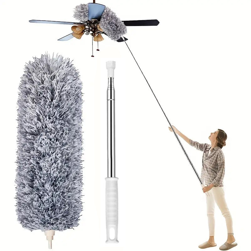 Extendable Microfiber Duster, Telescopic Ceiling & Home Dust Cleaner, Flexible Long Reach Cleaning Tool