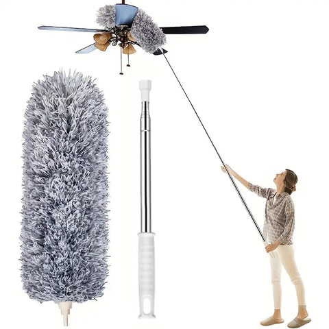 Extendable Microfiber Duster, Telescopic Ceiling & Home Dust Cleaner, Flexible Long Reach Cleaning Tool
