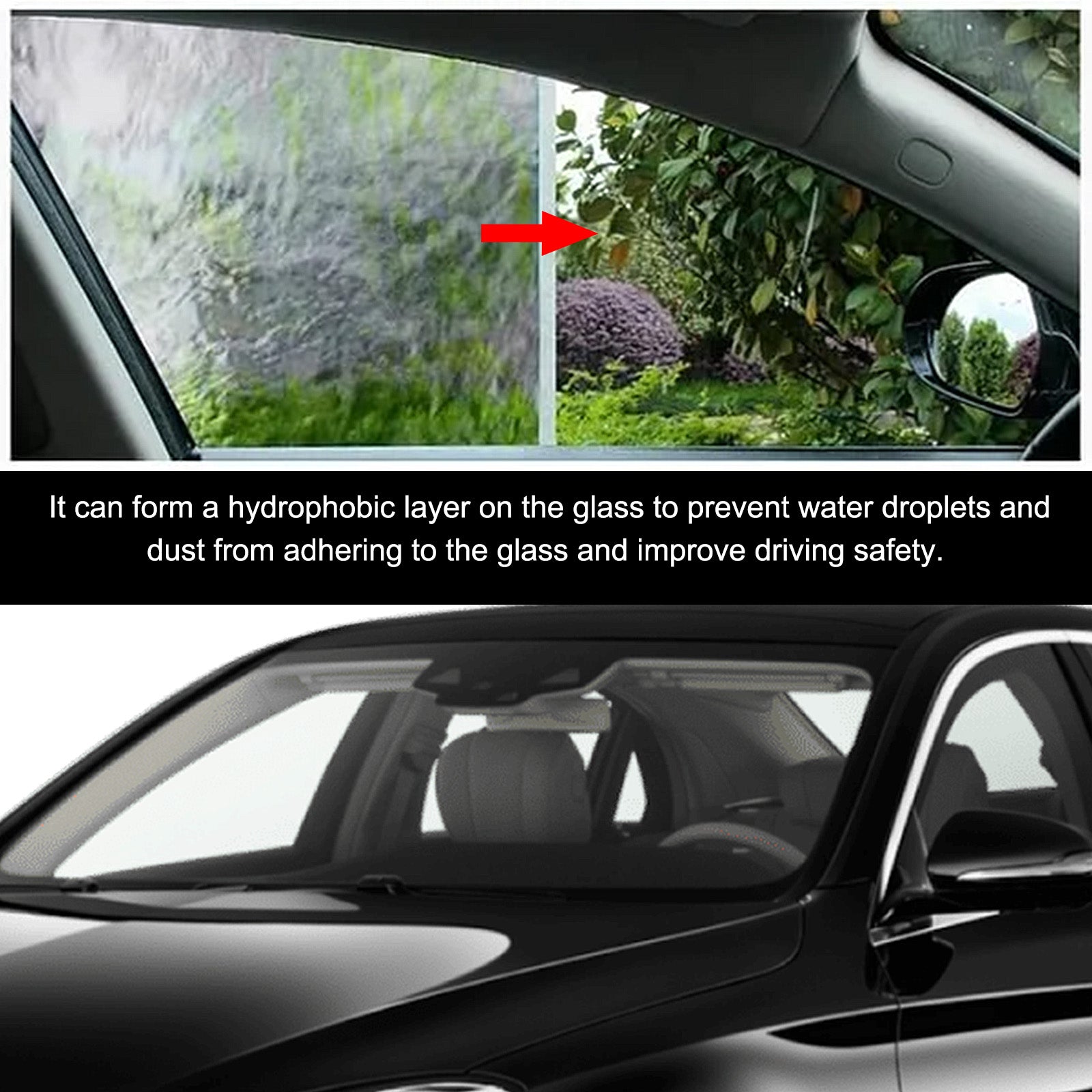 Car Glass Oil Film Cleaner, Windshield Cleaning Spray, Automotive Glass Care & Water Repellent