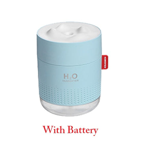 Snow Mountain USB Humidifier with LED Night Light, 500ml Mini Desktop Cool Mist Humidifier, Rechargeable or USB Powered