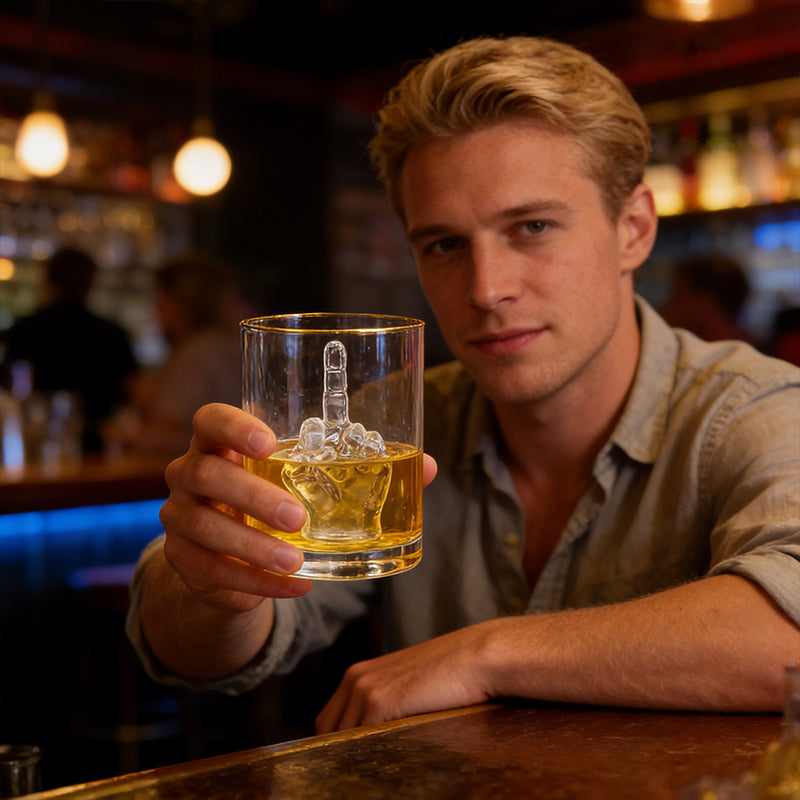 Whiskey Glass With Middle Finger