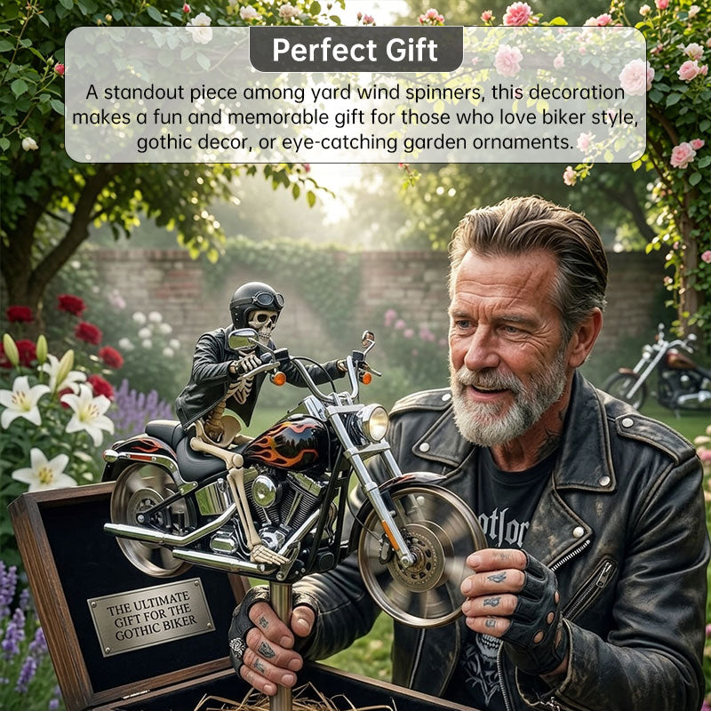 Motorcycle Wind Spinner Metal Garden Decor | Outdoor Windmill Pinwheel for Yard & Patio