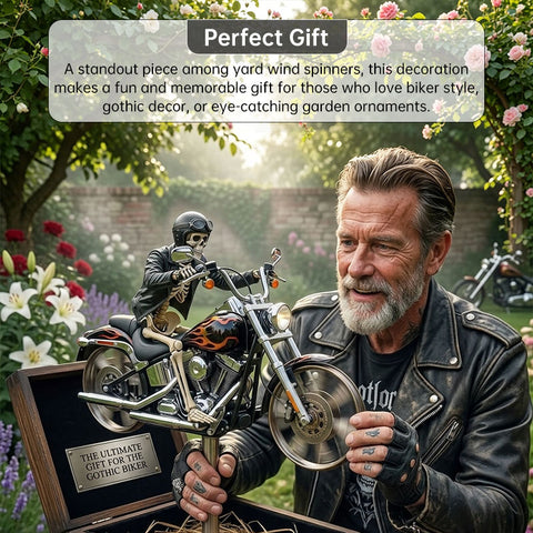 Motorcycle Wind Spinner Metal Garden Decor | Outdoor Windmill Pinwheel for Yard & Patio