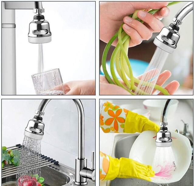 360° Rotating Kitchen Faucet Aerator | Water Saving Tap Extension with 3 Spray Modes