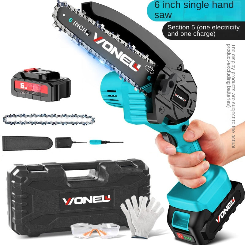 Cordless Mini Electric Chainsaw 6 Inch | Rechargeable Wood Cutting Saw for Home & Garden