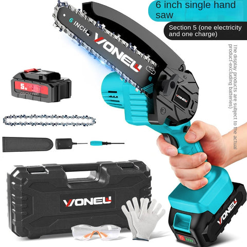 Cordless Mini Electric Chainsaw 6 Inch | Rechargeable Wood Cutting Saw for Home & Garden