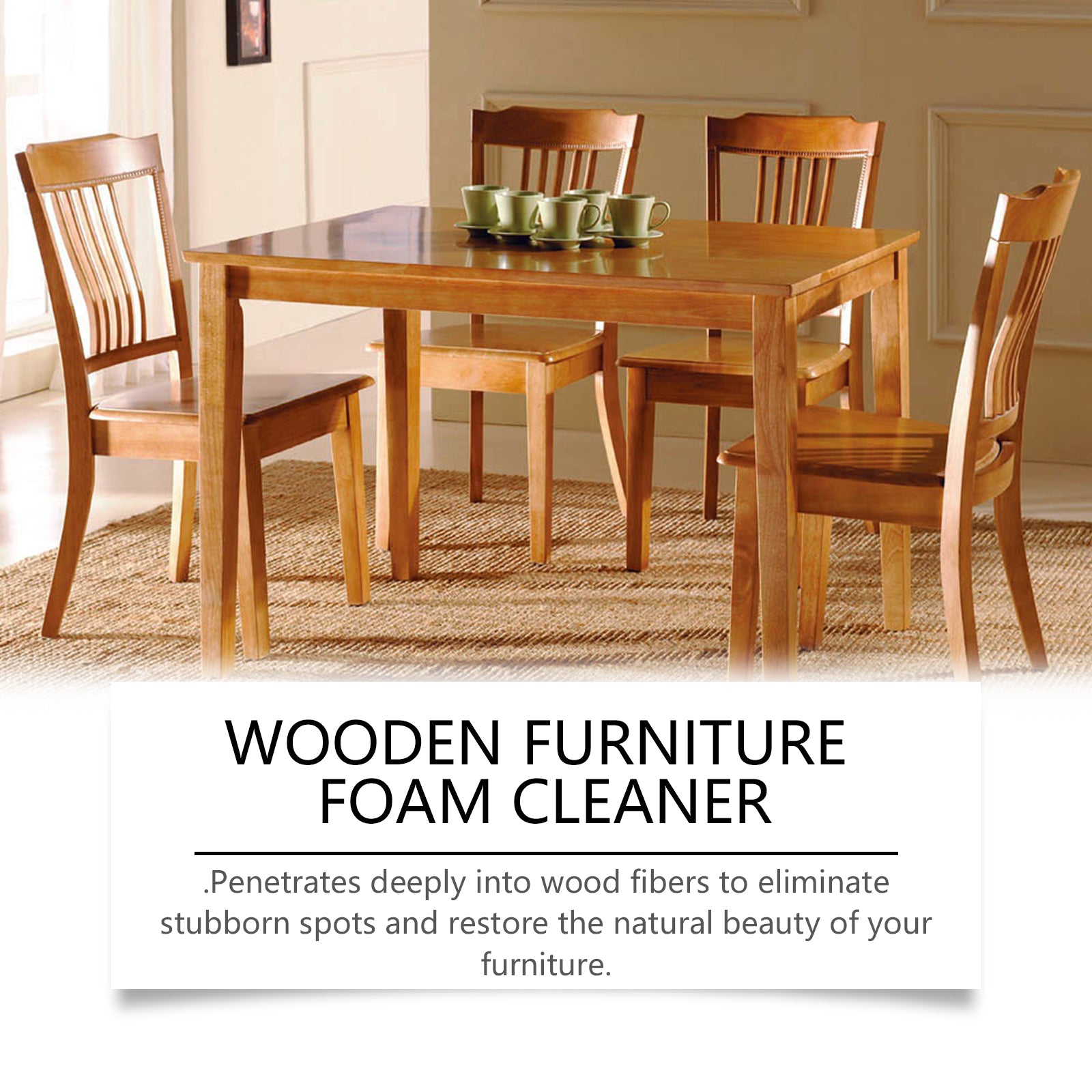 Wood Furniture Foam Cleaner, Wood Care & Polish Cleaning Spray, Furniture Maintenance Foam