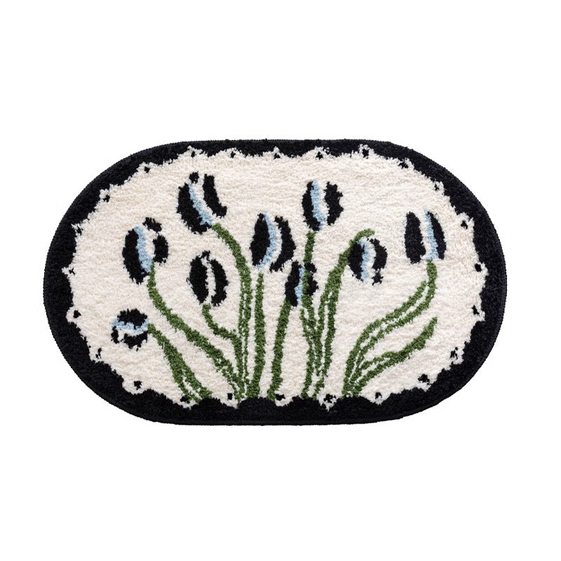 Plush toilet bathroom door anti slip imitation cashmere carpet bathroom floor mat