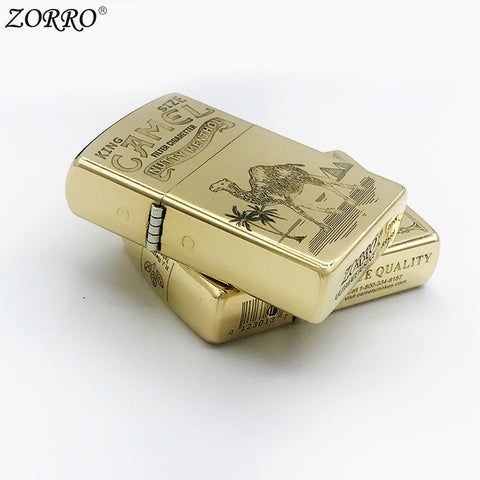 Brass Camel Kerosene Lighter | Vintage Engraved Flip Top Refillable Pocket Lighter