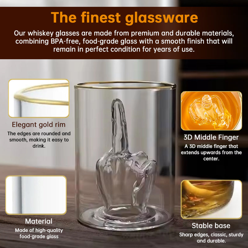 Whiskey Glass With Middle Finger
