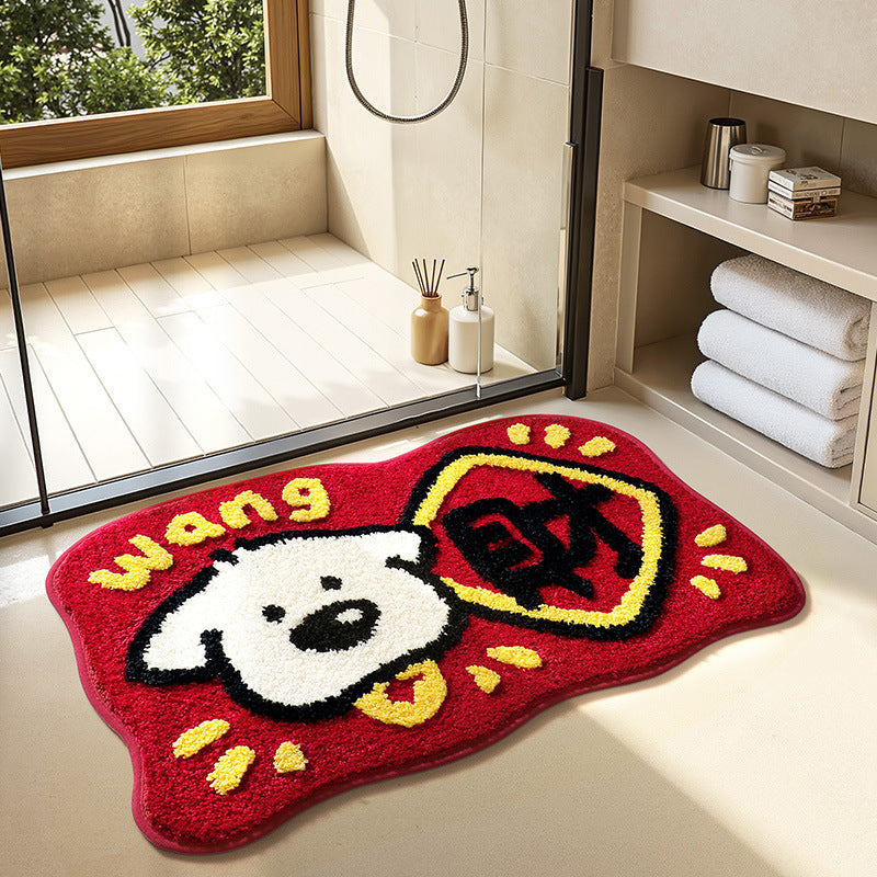 Bathroom non slip floor mat with unique and creative flocking foot pad home bathtub mat