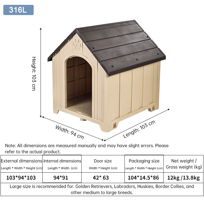 Heavy Duty Outdoor Dog House | Waterproof Insulated Pet Shelter Kennel for Dogs