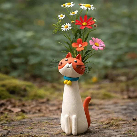 Creative Cat Vase | Handmade Decorative Flower Holder for Home & Office Décor