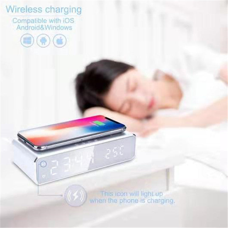 Smart LED Digital Alarm Clock with Wireless Charging | Temperature Display Desk Clock