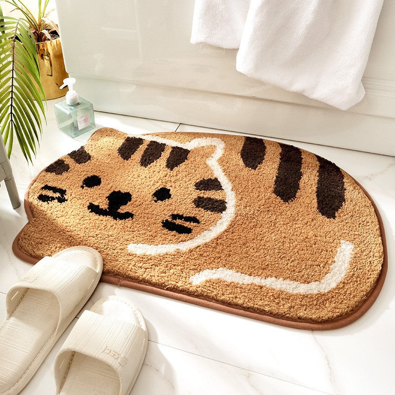 Bathroom non slip floor mat with unique and creative flocking foot pad home bathtub mat