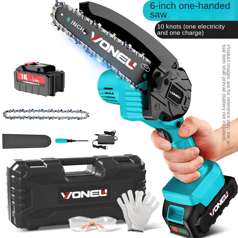 Cordless Mini Electric Chainsaw 6 Inch | Rechargeable Wood Cutting Saw for Home & Garden