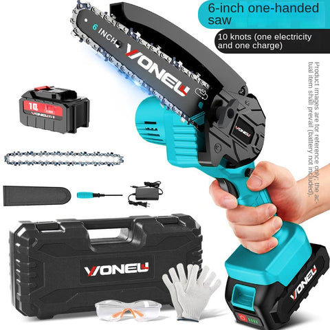 Cordless Mini Electric Chainsaw 6 Inch | Rechargeable Wood Cutting Saw for Home & Garden
