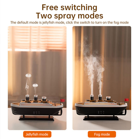 Titanic Ship Humidifier & Essential Oil Diffuser | Jellyfish Smoke Ring Ultrasonic Aroma Diffuser