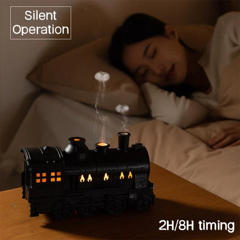 Train Shape Aromatherapy Diffuser | Ultrasonic Essential Oil Humidifier with LED Light & Double Mist