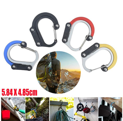 D-Type Aluminum Alloy Carabiner Clip, Multi-Function Keychain Hook, Outdoor Camping Hanging Buckle