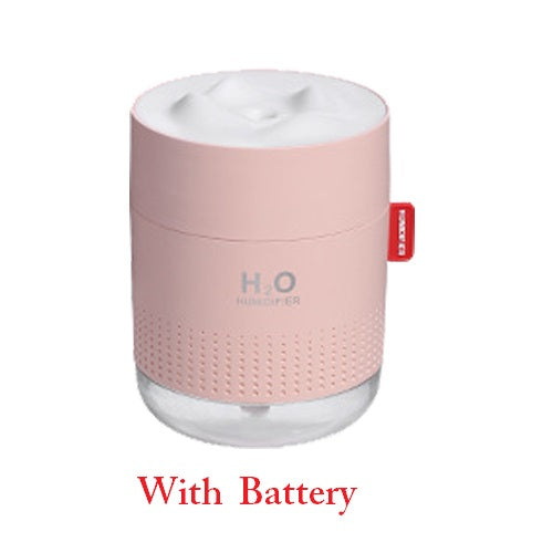 Snow Mountain USB Humidifier with LED Night Light, 500ml Mini Desktop Cool Mist Humidifier, Rechargeable or USB Powered
