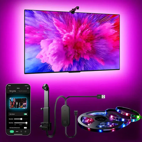 USB TV Screen Mirroring Ambient Light Smart Screen-Camera Sync Flowing Color Changing RGB Colorful LED Strip Light