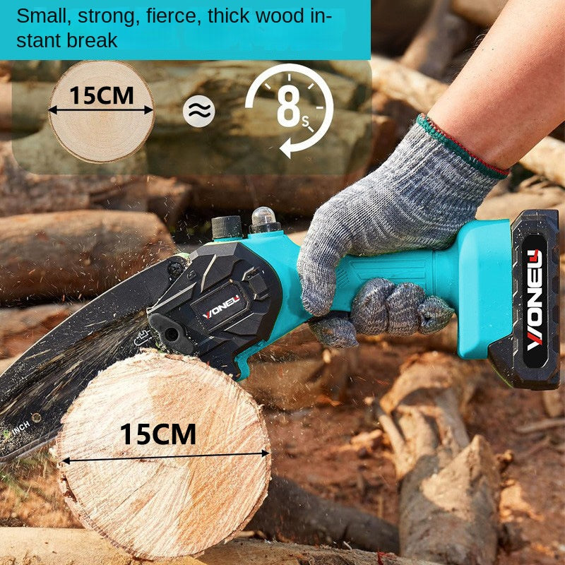 Cordless Mini Electric Chainsaw 6 Inch | Rechargeable Wood Cutting Saw for Home & Garden