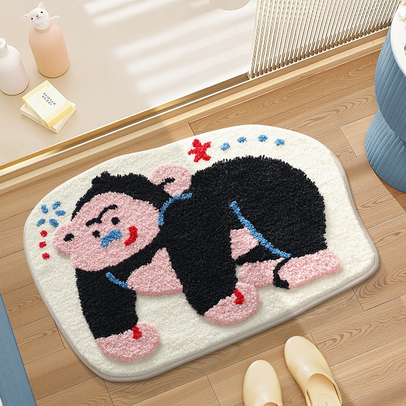Bathroom non slip floor mat with unique and creative flocking foot pad home bathtub mat