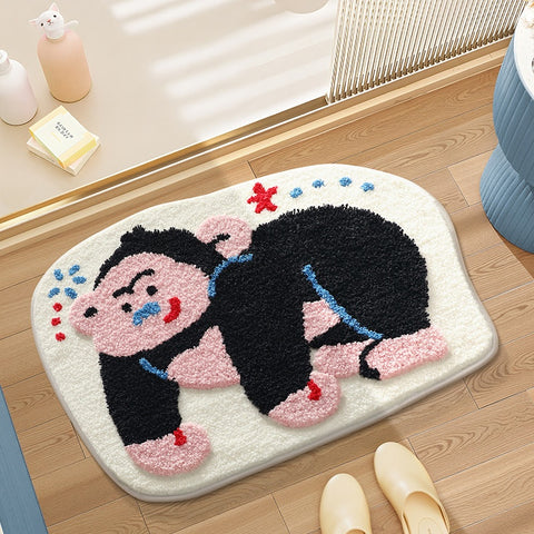 Bathroom non slip floor mat with unique and creative flocking foot pad home bathtub mat