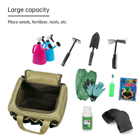 Foldable Garden Stool with Storage Bag, Portable Gardening Seat, Heavy-Duty Oxford Cloth, Khaki & Green