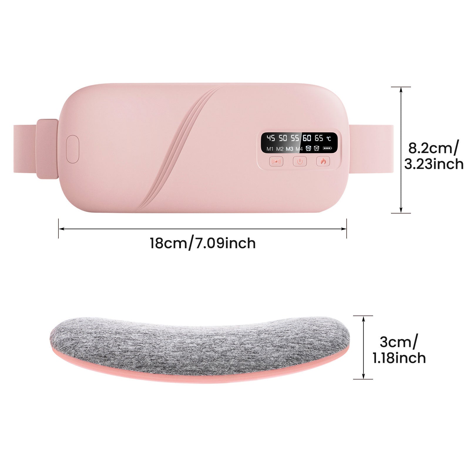 Wireless Heat Therapy Massage Belt | Portable Heating Belt with Vibration & USB-C Rechargeable