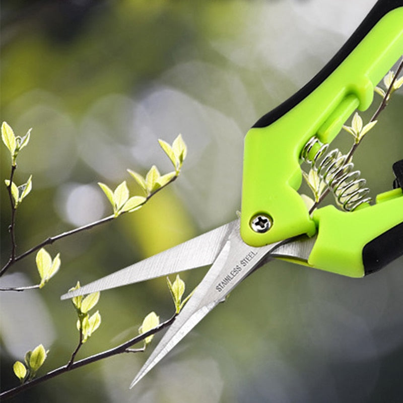 Multifunction Garden Pruning Shears, Green Stainless Steel Gardening Scissors for Flowers, Herbs & Small Branches