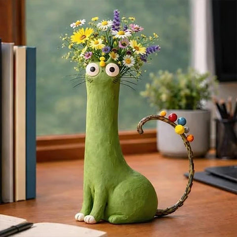 Creative Cat Vase | Handmade Decorative Flower Holder for Home & Office Décor