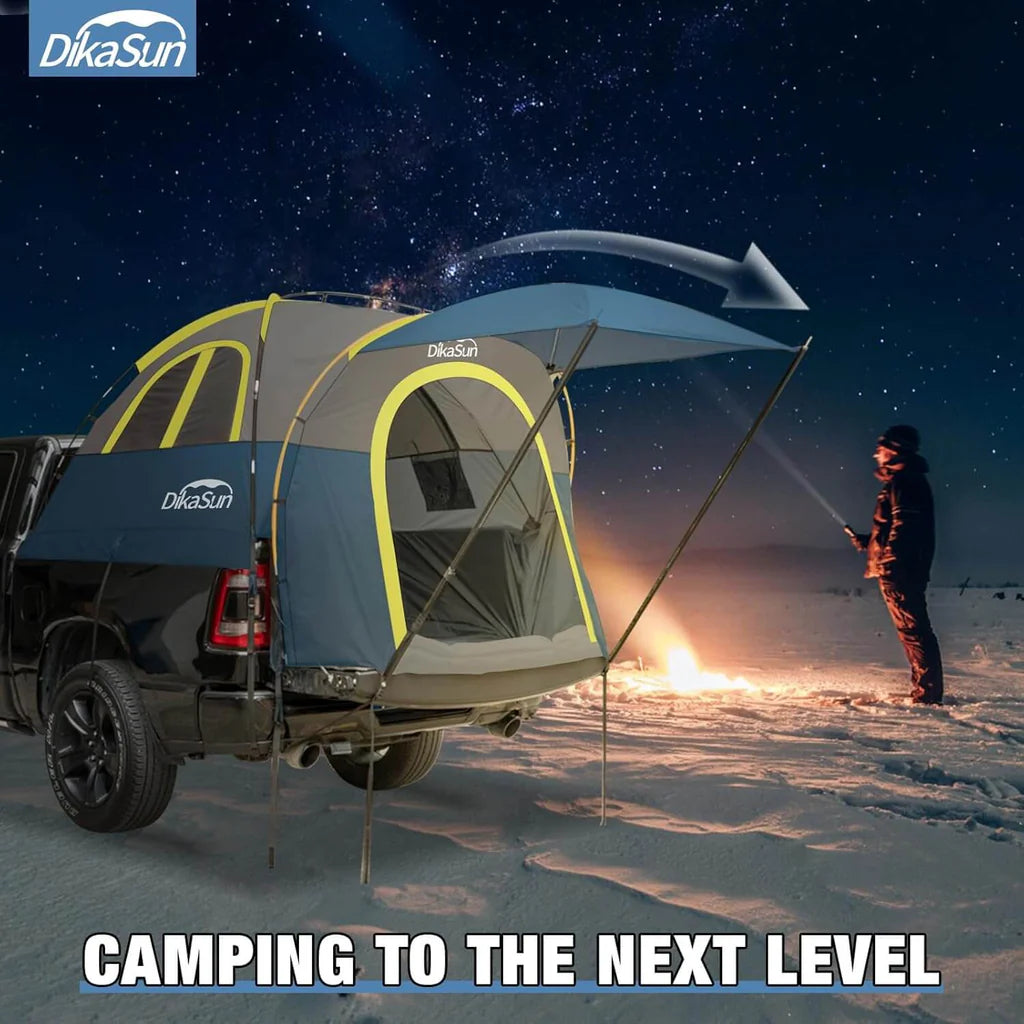 5.5–6.7FT Pickup Truck Bed Tent with Awning | Waterproof Double Layer Camping Tent for 2–3 People