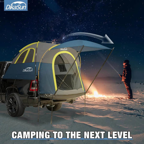 5.5–6.7FT Pickup Truck Bed Tent with Awning | Waterproof Double Layer Camping Tent for 2–3 People