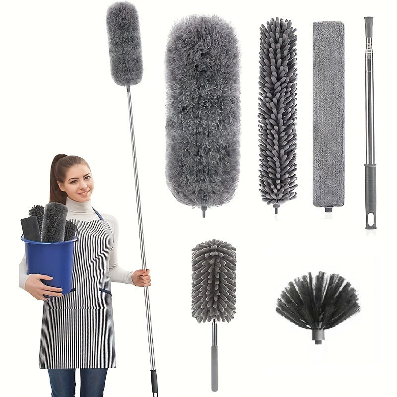 Extendable Microfiber Duster, Telescopic Ceiling & Home Dust Cleaner, Flexible Long Reach Cleaning Tool