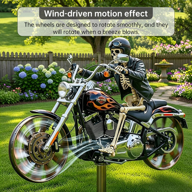 Motorcycle Wind Spinner Metal Garden Decor | Outdoor Windmill Pinwheel for Yard & Patio