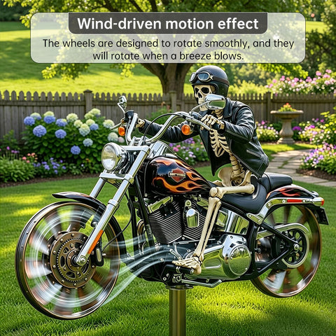 Motorcycle Wind Spinner Metal Garden Decor | Outdoor Windmill Pinwheel for Yard & Patio