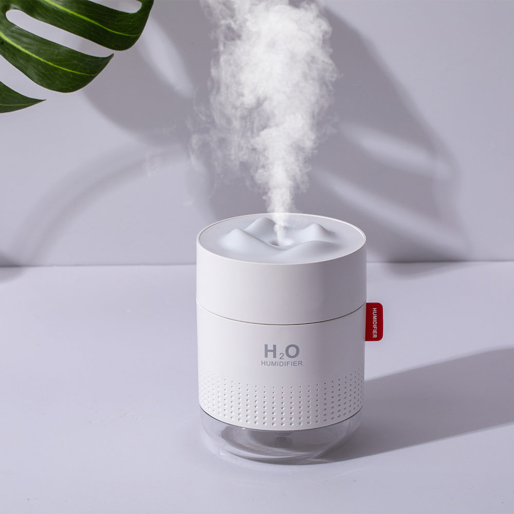 Snow Mountain USB Humidifier with LED Night Light, 500ml Mini Desktop Cool Mist Humidifier, Rechargeable or USB Powered