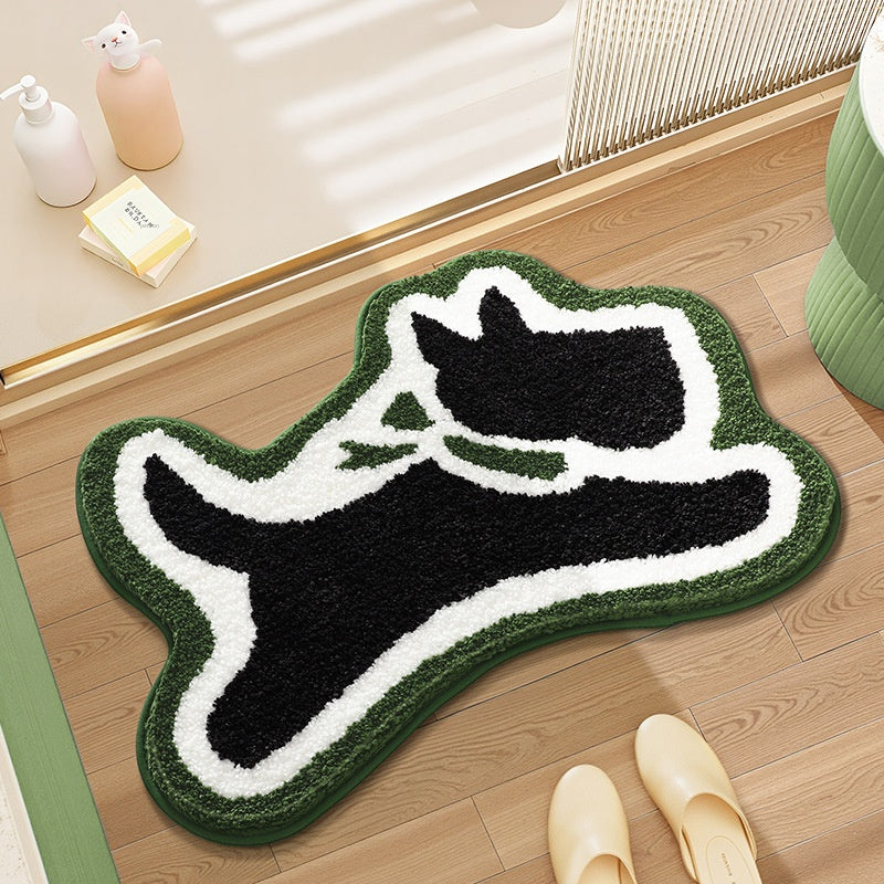 Bathroom non slip floor mat with unique and creative flocking foot pad home bathtub mat